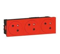 Legrand Triple prise à détrompage Mosaic Link 077153L Surface 2P+T 6 modules Rouge