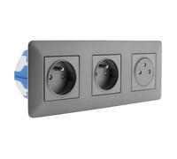 Zenitech Triple Prise affleurante 2P+T 16A livrée avec boîte d'encastrement Titanium - Artezo
