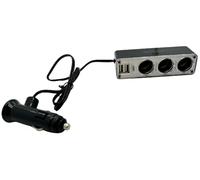 Triple prise allume-cigare 12/24V - HTC EQUIPEMENT - Avec deux USB 3.1A Total