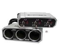 Adaptateur - HTC EQUIPEMENT - 3 Prises - 3 Interrupteurs - 12/24V - Fusible 5A