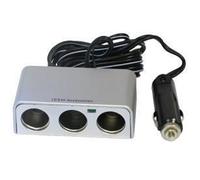 Triple prise allume-cigare - Luxe - 12-24 V - 10A - Cordon 2 m - Témoin LED
