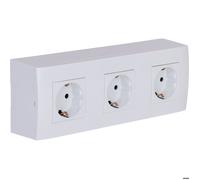 Zenitech Triple Prise Schuko en saillie + Plaque de Finition - Blanc - Kalya