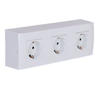 Triple prise Schuko en saillie + plaque de finition - Blanc - Kalya - Zenitech