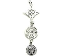 Triple protection tétragramme, nœud de sorcière et scapulaire de Saint Benoît en argent sterling, 58 (18,5), Pierre, Diverses