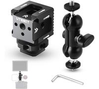 Triple Shoe Adapter for Camera Magic Mount Ballhead Arm 360° Hot Shoe Mount Adapter with 1/4"-20 Net for Monitor Microphone Flash Lamp LED Light