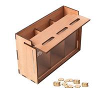 Triple Slot Coin Bank - Wooden Money Saver for Budgeting | Removable Lid with 3 Compartments, Portable Organizer Box, Bedroom Apartment Dormitory Use for Adults Kids Family