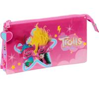 Triple trousse multi-usages Trolls Rose 22 x 12 x 3 cm