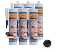 Triplesil Premium Mastic Silicone -6×310 ml Silicone Sanitaire - Étanche & Résistant aux Moisissures -Mastic Silicone pour Salle de Bain et Cuisine - Étanchéité Tous Matériaux(noir)