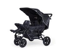 Triplette Poussette Capacité 3 Enfants + Housse De Pluie + Pare-soleil Noir TU