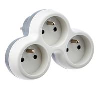 Triplite 16A - SUTEO - 3 prises - Gris/Blanc - 7x15x14 cm - 230 Volts - Fixierbar - Métal - Type E - Intérieur