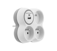Triplite avec chargeur USB - ZENITECH - 16 A - USB-A et USB-C - 3680 W - Gris/Blanc