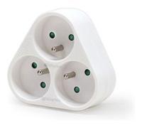 Waytex 52127 Triplite Bloc Multiprise 3 Prises en Triangle, 3 X 16A 2P+T, Sécurité Enfant, CE NF, Blanc