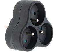 Zenitech, Triplite Bioplastique 3x16A Noir, Multiprise Compacte et Ergonomique en Paille de Blé et Polypropylène Recyclé, Design Moderne, Certification GRS, Idéale pour Appareils Énergivores