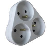 Triplite triangulaire ZENITECH 16A blanc - Bloc multiprise - Sécurité enfant - Norme NF