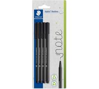Triplus 334-9 Bk4 Fineliner 334 Lot De 4 Feutres Fins, Triangulaires, Pointe Superfine, Sertie De Métal, Env. 0,3 Mm, 97% Recyclé, Fabriqués En Allemagne, Lot De 4 Sur Carte Blister
