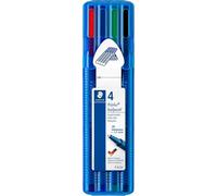 Triplus Ballpoint, Medium Point Triangular Ballpoint Pens, Easel Case With 4 Assorted Bright Colours, 437 Msb4