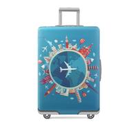 Tripnuo Housses de Valise Élastiques Compatibles Avec les Valises de 18 à 32 pouces, Housses de Protection Lavables Pour Valises Suitcase Luggage Cover (Global Flight, L)