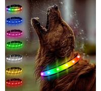 Tripolaco Collier lumineux pour chien à LED multicolore rechargeable pour garder votre animal en sécurité et au frais - Collier lumineux réglable pour promener la nuit
