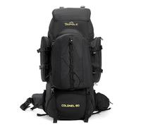 Tripole Colonel Sac à Dos 80L Voyage & Randonnée avec Sac de Jour Amovible 12L - Pour Femmes et Hommes, Sac à Dos Étanche avec Cadre Interne et Housse de Pluie, Camping & Trekking - Noir