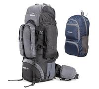 Tripole Sac À Dos Walker 65 litres avec Sac À Dos Pliable De 20 litres | Cadre Intérieur avec Tige Métallique | Housse De Pluie | Ouverture Inférieure | Section Ordinateur Portable (Noir)