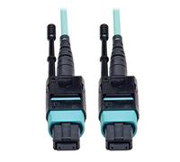 Tripp Lite 5M MTP/MPO Patch Cable 12 Fiber 40GbE Aqua OM3 Plenum 16ft 16' 5 Meter - Cordon de raccordement - MTP/MPO multimode (M) pour MTP/MPO multimode (M) - 5 m - Fibre Optique - 50/125 Micron