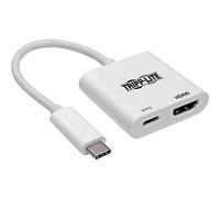 Tripp Lite Adaptateur USB-C vers HDMI 4K (M/F), Chargement USB-C PD (5 A, 100 W), USB 3.1 Gen 1 (5 Gbps), 4K @ 60 Hz, Blanc (U444-06N-H4K6WC)