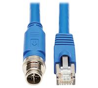 Tripp Lite Câble Ethernet blindé M12 X-Code Cat6a, câble M12/RJ45, 10 G F/UTP CMR-LP (M/M), IP68, Alimentation par Ethernet 60 W, Bleu, 5 m, (NM12-6A2-05M-BL)