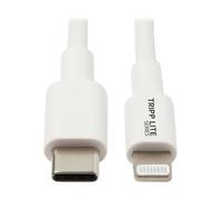 Tripp Lite Lightning to USB C Sync / Charging Cable Apple iPhone iPad USB Type C USB-C USB Type-C 3ft - Câble USB - 24 pin USB-C (M) pour Lightning (M) - USB 2.0 - 20 V - 3 A - 90 cm - blanc