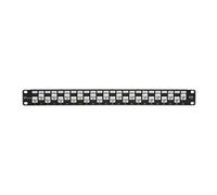 Tripp Lite Series 24-Port 1U Rack-Mount Cat6a/Cat6/Cat5e Offset Feed-Through Patch Panel with Cable Management Bar, RJ45 Ethernet, TAA - Tableau de