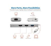Tripp Lite Series USB C Docking Station w/ USB-A Hub, 2x HDMI, VGA, PD Charging 1080p @ 60 Hz, Silver USB Type C, USB-C, USB Type-C Thunderbolt 3