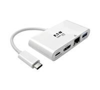 Tripp Lite Series USB C to HDMI Multiport Video Adapter Converter w/ USB-A Hub, USB-C PD Charging, Gigabit Ethernet Port, Thunderbolt 3 Compatible