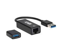 Eaton Tripp Lite Series USB-C, USB-A to RJ45 Gigabit Ethernet Network Adapter (2xM/F), USB 3.2 Gen 1, Black - Adaptateur réseau - USB-C 3.2 Gen 1 / Thunderbolt 3 - Gigabit Ethernet x 1 - noir