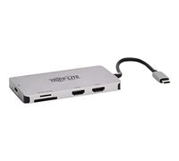 Tripp Lite Station d'accueil USB-C, Double écran - HDMI 4K 60 Hz, USB 3.2 Gen 1, hub USB-A, Carte mémoire, Charge PD 100 W, Gris (U442-DOCK8-GG)