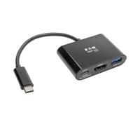 Tripp Lite U444-06N-H4UB-C Adaptateur USB-C (Type-C) vers HDMI avec hub USB-A et Chargement PD, USB 3.1, Gen1, Compatible Thunderbolt 3, 4K x 2K @ 30 Hz, Noir