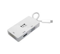 Tripp Lite U444-06N-HDV4K6 Adaptateur convertisseur multiport USB-C vers HDMI, VGA ou DVI 4K @ 60 Hz HDMI ou DVI et VGA 1920 x 1200 mm Aucun Logiciel nécessaire Extension et Duplication vidéo Blanc