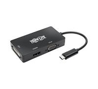 Tripp Lite U444-06N-HDV4KB Adaptateur multiport USB-C (Type-C) HDMI/DVI/VGA, USB 3.1 Gen 1, Compatible Thunderbolt 3, Ultra HD 4K x 2K @ 30 Hz, Noir