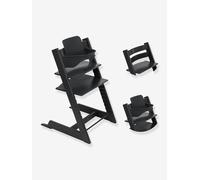 Chaise haute Stokke Tripp Trapp, Black - Comprend la chaise + le Baby Set 2 pour les enfants de 6 à 36 mois - Ajustable, ergonomique et facile à nettoyer