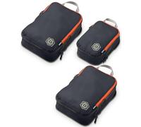 TRIPPED Travel Gear Compression d’emballage Set de Cubes pour sacs organisateur des bagages à main Durable voyage léger avec Double fermeture éclair par (Gris/Orange, 3 pièces)