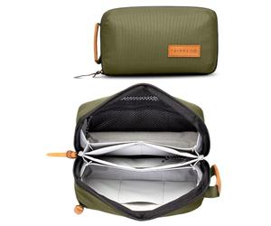 TRIPPED Travel Gear Tech Bag Organizer - Petite Pochette de Rangement pour appareils électroniques pour Voyage - Étui de Voyage de qualité supérieure avec Accents en Cuir - Poche en Maille pour