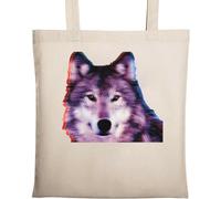 Trippy and Blurry Sac fourre-tout en coton écologique Motif loup 3D Beige, beige, Taille unique