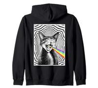Trippy Cat Spirale Hypnotique Rainbow Noir Blanc Vortex Retro Sweat à Capuche
