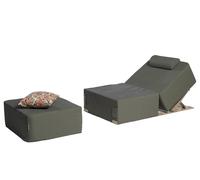 TRIPTYK | Lit de piscine COZIP | 198 x 80 x h30 cm Gris perle / Blanc / Beige