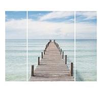 Triptyque sur toile bridge over the sea 125x97 cm CEANOTHE Décoration Murale Art Décoratif Muraux Peinture Imprimée en HD Salon Chambre Bureau Fabriqué en France Bleu G