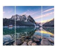 Triptyque sur toile montagne 125x97 cm CEANOTHE Décoration Murale Art Décoratif Muraux Peinture Imprimée en HD Salon Chambre Bureau Fabriqué en France Bleu G