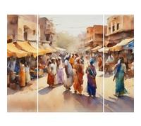 Triptyque sur toile peinture aquarelle 125x97 cm CEANOTHE Décoration Murale Art Décoratif Muraux Peinture Imprimée en HD Salon Chambre Bureau Fabriqué en France Multicolore G