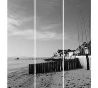 Triptyque sur toile plage noir et blanc 90x97 cm CEANOTHE 90x97 cm Noir & blanc - Fabriqué en France Noir & blanc