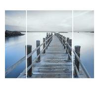Triptyque sur toile ponton 125x97 cm CEANOTHE Décoration Murale Art Décoratif Muraux Peinture Imprimée en HD Salon Chambre Bureau Fabriqué en France Bleu G