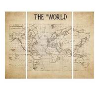 Triptyque sur toile world map 125x97 cm CEANOTHE Décoration Murale Art Décoratif Muraux Peinture Imprimée en HD Salon Chambre Bureau Fabriqué en France Marron G