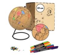 TRIPVEA® Globe de 20 cm avec Marqueur - Liège Vintage à Colorier - Décoration Thématique Voyage - Idée Cadeau Originale et Créative pour les passionnés de géographies