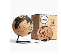 TRIPVEA® Globe terrestre 24 cm vintage en liège - Mappemonde en liège - Idée cadeaux thème voyage et déco idéale pour votre bureau ou votre enfant Liège